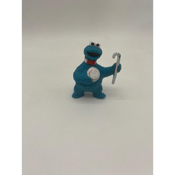 Vintage 80s Tara Toys Sesame Street Cookie Monster Cane and Hat Figurine - Picture 1 of 7
